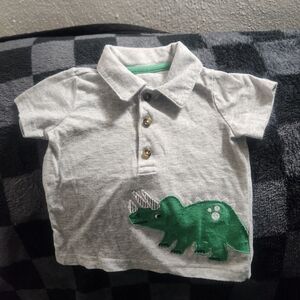 Carter's Gray Polo with Green Dinosaur